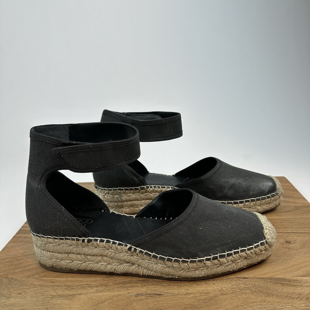 Womens Franco Sarto Bessa Brown Canvas Espadrille‎ Wedge Sandals Size 11 M GUC
